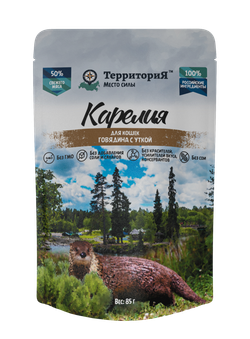 Консервы ТерриториЯ Карелия для кошек, говядина с уткой - 85 гр