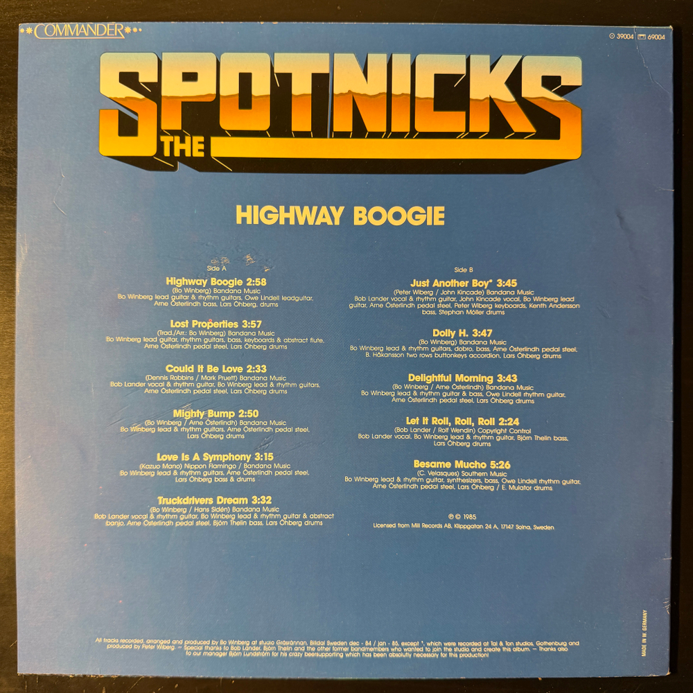 The Spotnicks – Highway Boogie (Германия 1985г.) Т