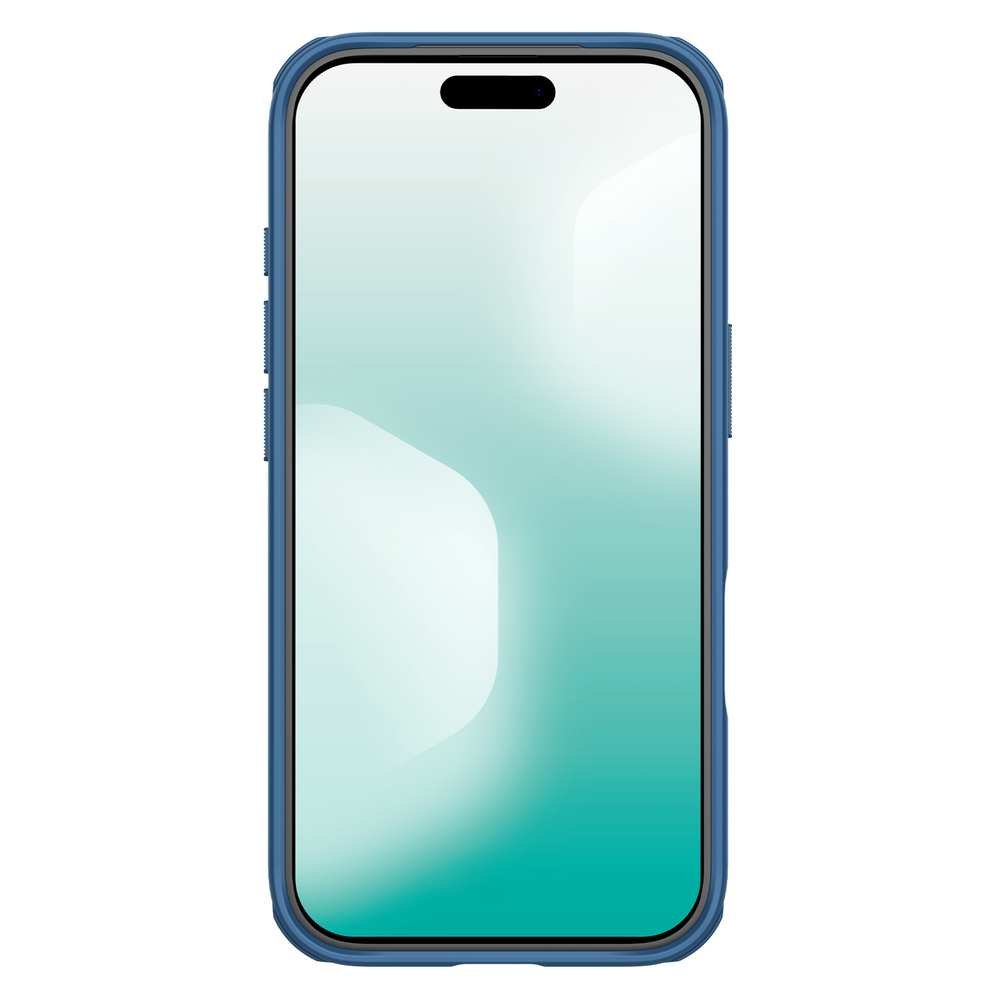 Противоударный чехол синего цвета от Nillkin для смартфона iPhone 17 Pro, серия Super Frosted Shield Pro