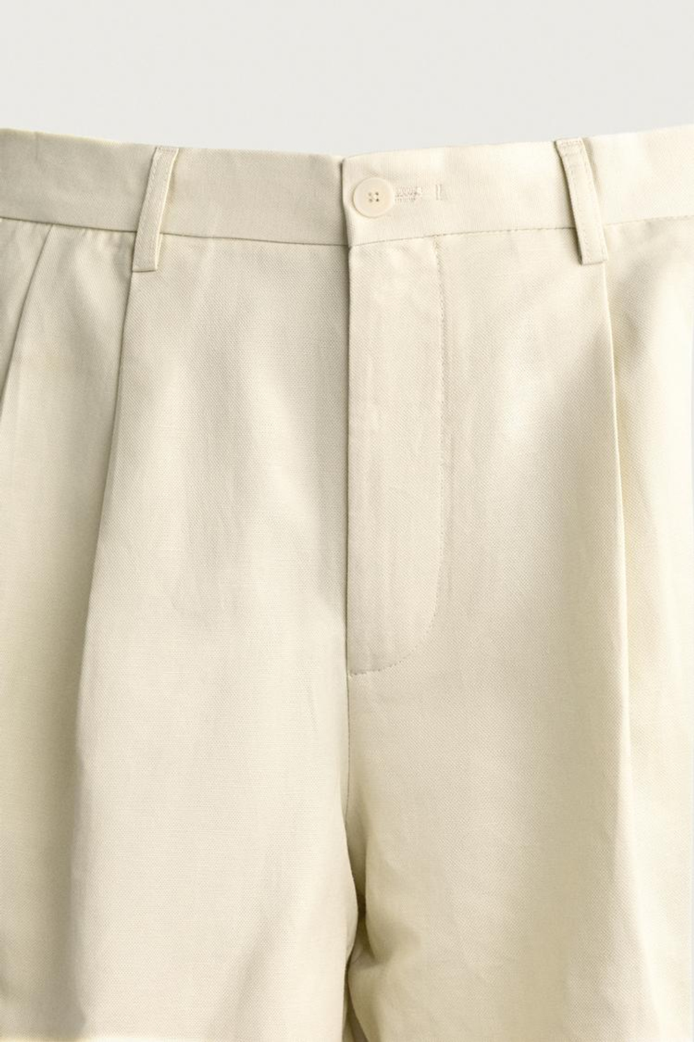 ZARA БРЮКИ ЧИНОС ИЗ ХЛОПКА И ЛЬНА СО СКЛАДКАМИ, ЦВЕТ МОРСКОЙ ВОЛНЫ