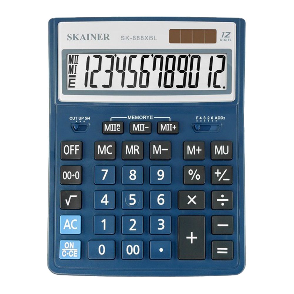 Калькулятор настольный SKAINER 12 Bit, LCD, 20,4*15,5*3,4 см, синий Калькулятор настольный SKAINER 12 Bit, LCD, 20,4*15,5*3,4 см, синий
