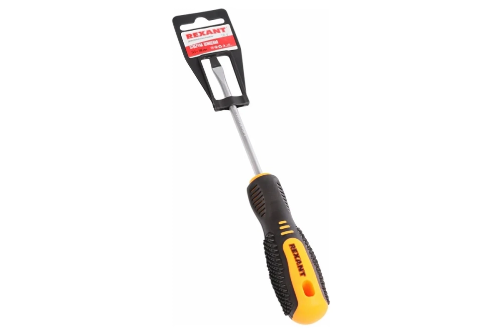 Шлицевая отвертка REXANT SL 5х100 мм, двухкомпонентная рукоятка 12-4722