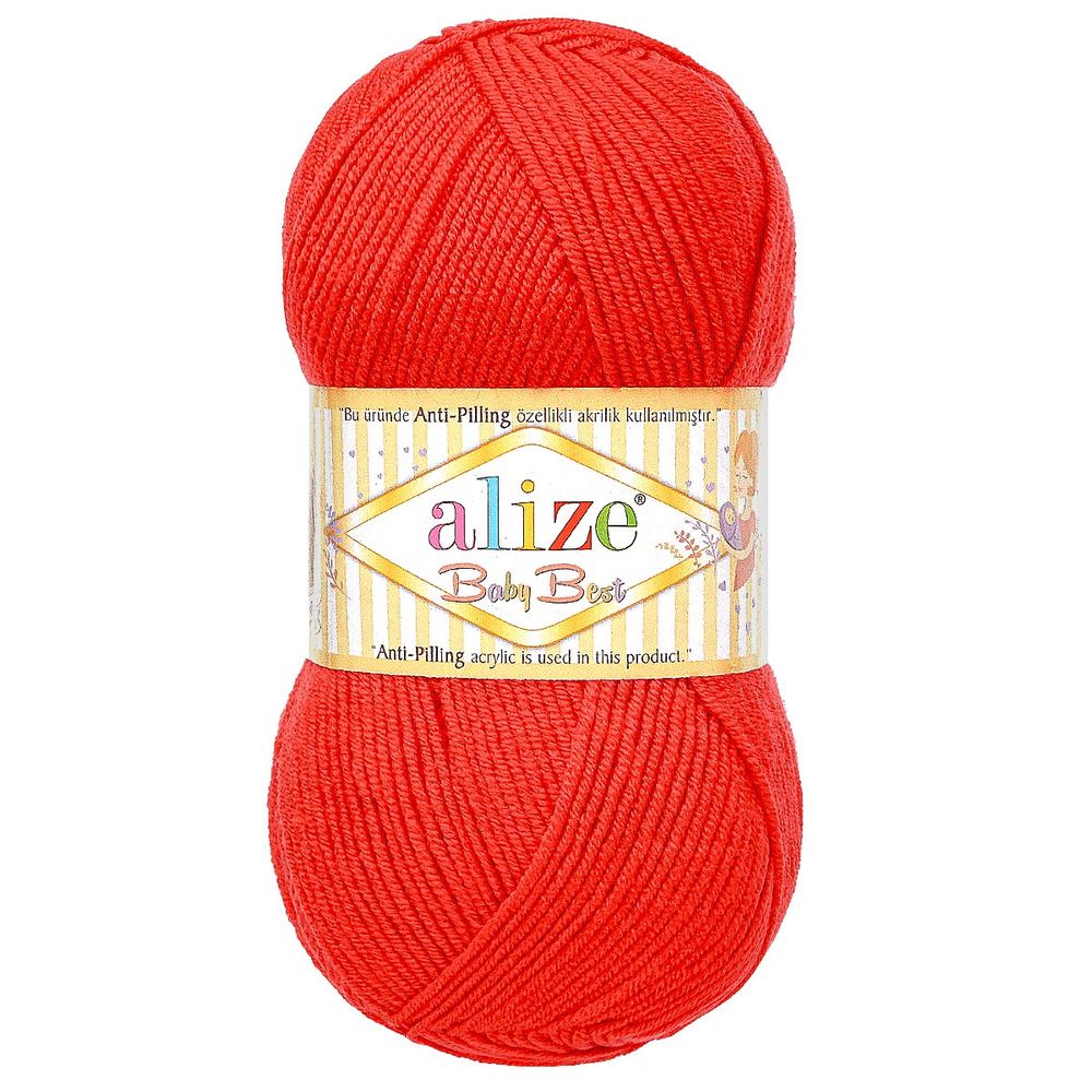 Пряжа Alize (Ализе) Baby Best / уп.5 мот. по 100 г, 240м, 056 красный A