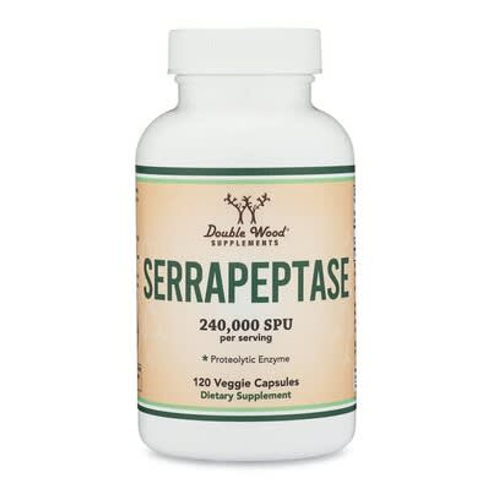 Double Wood Supplements, серрапептаза, 120 капсул (120 000 SPU в 1 капсуле)