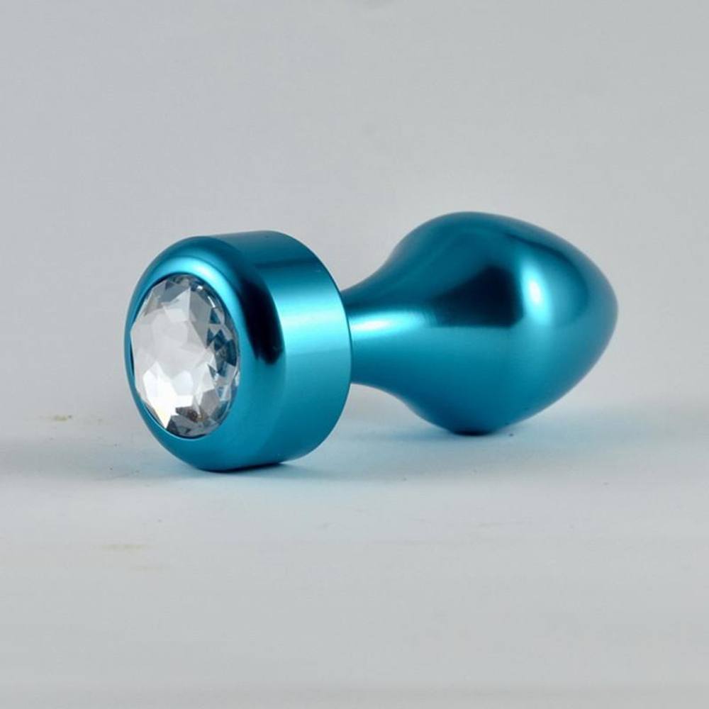 Голубая алюминиевая пробка Aluminium Blue Diamond с кристаллом - 8,1 см. (Цвет: голубой)