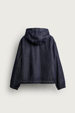 ZARA ДЖИНСОВАЯ КУРТКА RELAXED FIT С КАПЮШОНОМ, ИНДИГО