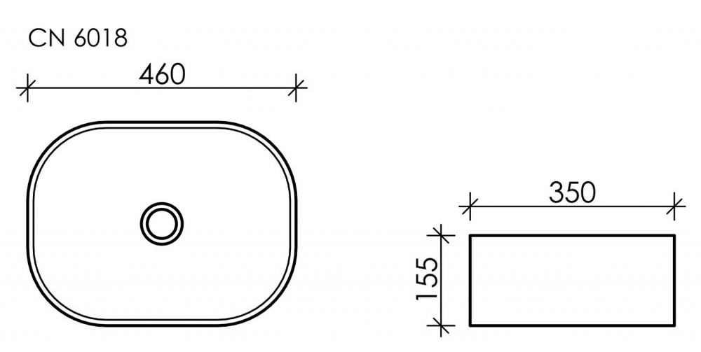 Умывальник чаша накладная овальная Элемент (Element) 460x350x155мм
