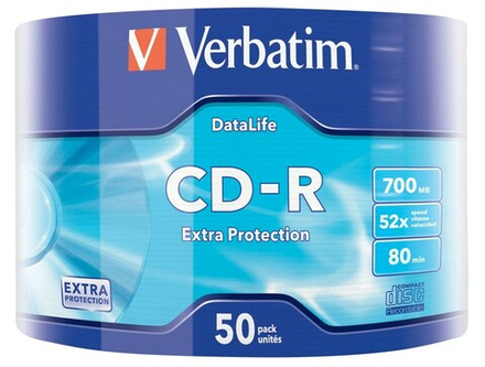 Оптический диск Verbatim CD-R 700MB 52X Extra Protection, Bulk, 50 шт