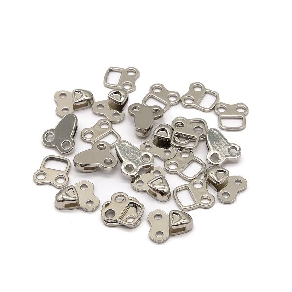 Крючки пришивные декоративные 14х24 мм, nickel, серебро, никель, 12 шт