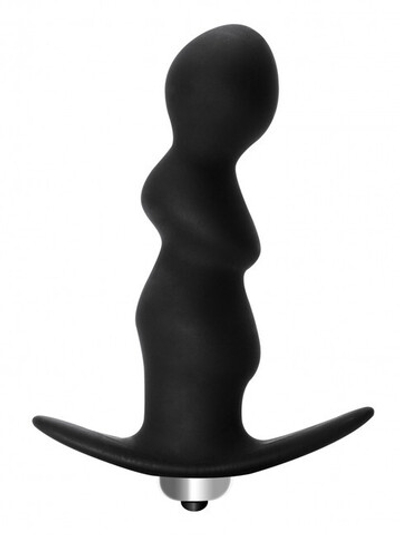 Рельефный анальный вибростимулятор Spiral Anal Plug (12 см , черный с серебряным) (Цвет: черный с серебряным)