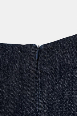 ZARA ДЖИНСОВЫЙ ТОП Z1975 С ОБТЯЖНЫМИ ПУГОВИЦАМИ, СИНИЙ