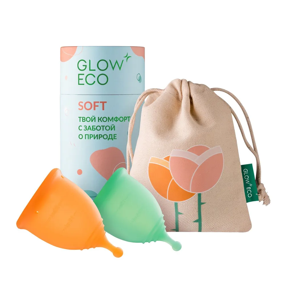 Менструальная чаша  GLOW CARE с мешочком 2шт. размер S и М