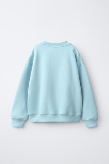 ZARA ТОЛСТОВКА С ЦВЕТОЧНЫМ ПРИНТОМ И НАШИВКОЙ «СЕРДЦА», НЕБЕСНО-ГОЛУБОЙ