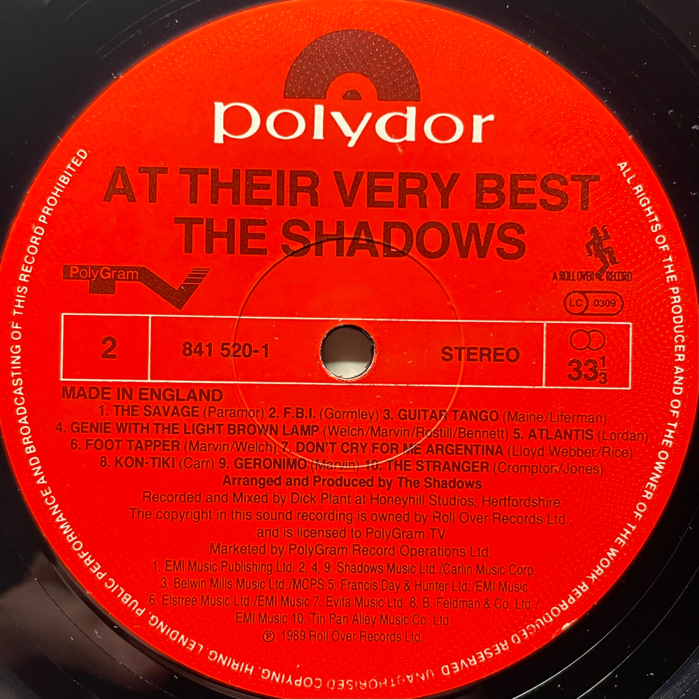 The Shadows ‎– At Their Very Best (Англия 1989г.)