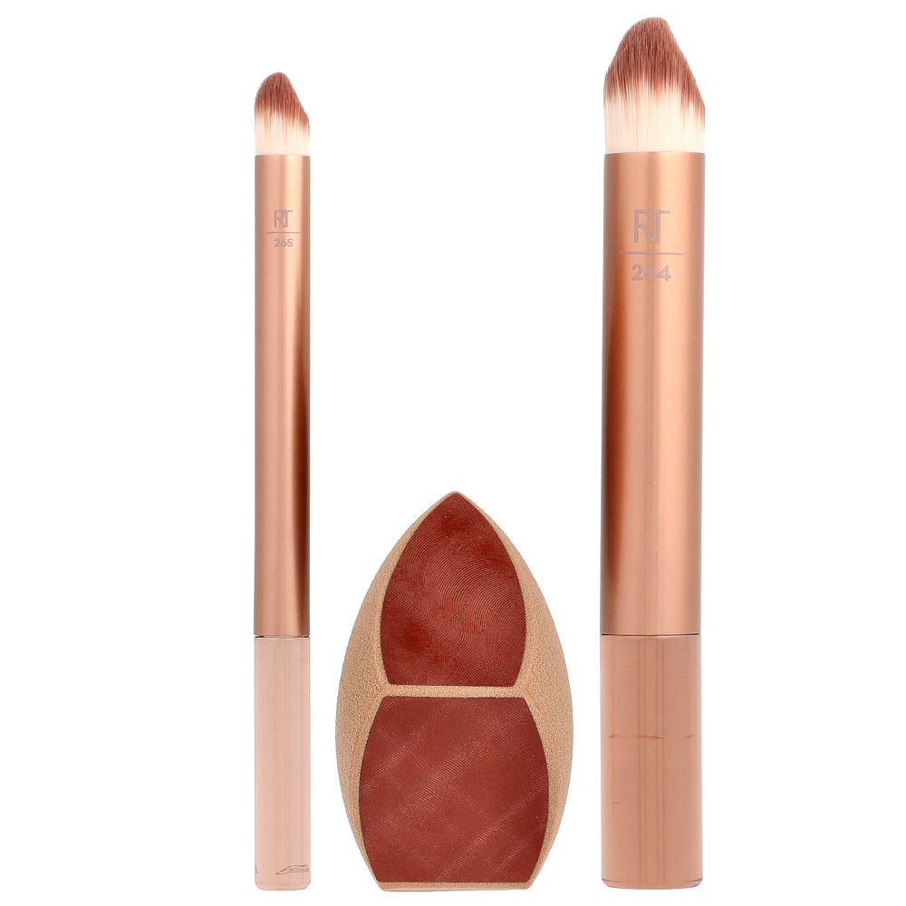 Real Techniques, Makeupsaver, спонж и кисть для макияжа, набор из 3 предметов