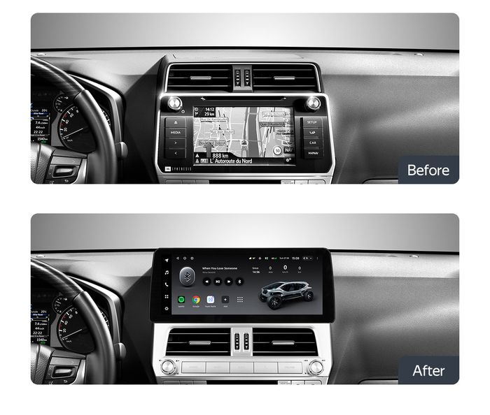 Магнитола для Toyota Land Cruiser Prado 150 2017-2019 (без 360) - Teyes LUX ONE монитор 12.3" 2K QLED на Android 10, Быстрая, CarPlay, 4G SIM-слот