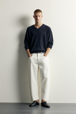 ДЖИНСЫ TAPERED WIDE FIT В ПОЛОСКУ — ZARA