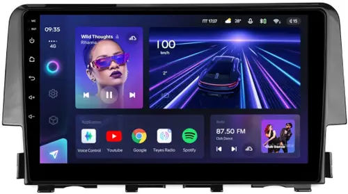 Магнитола для Honda Civic 10 2015-2021 - Teyes CC3L монитор 9" IPS на Android 10, CarPlay, 4G SIM-слот