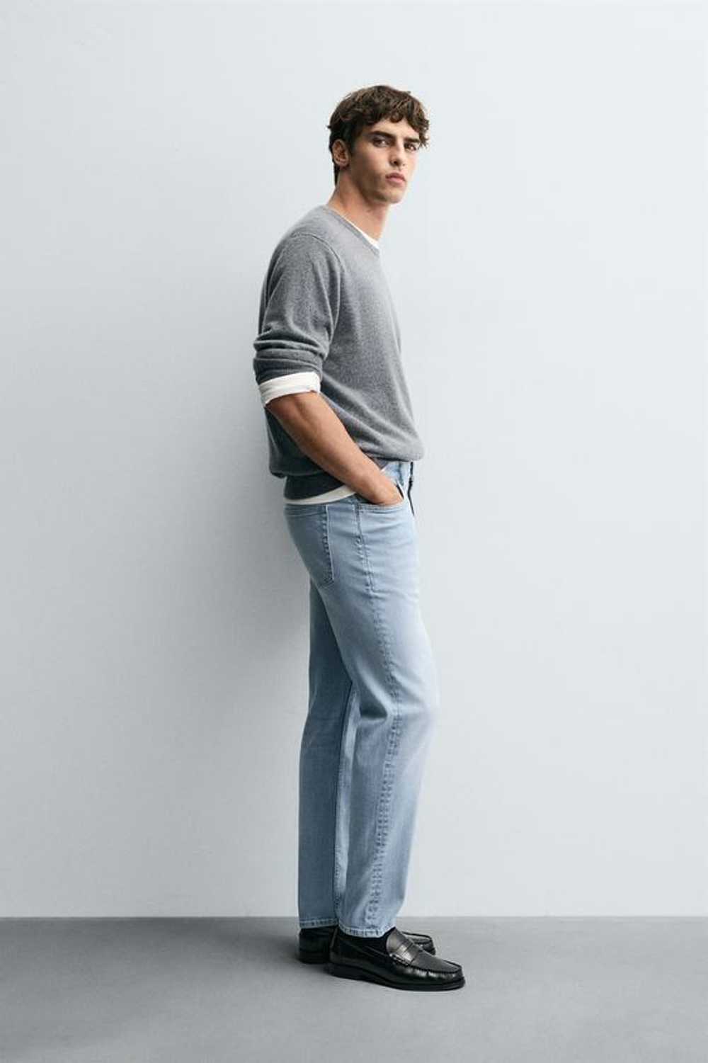 ZARA ДЖИНСЫ SLIM FIT БАЗОВЫЕ, ГОЛУБОЙ