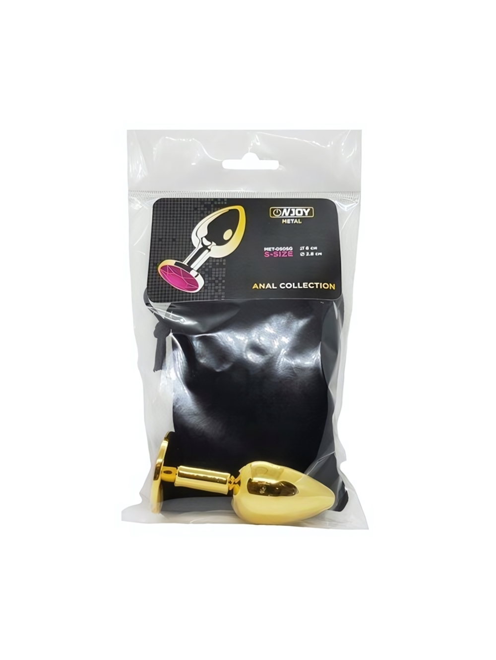 Анальная пробка металлическая золотая с красным кристаллом Onjoy Metal Plug Gold Small (Цвет: золотой с красным)