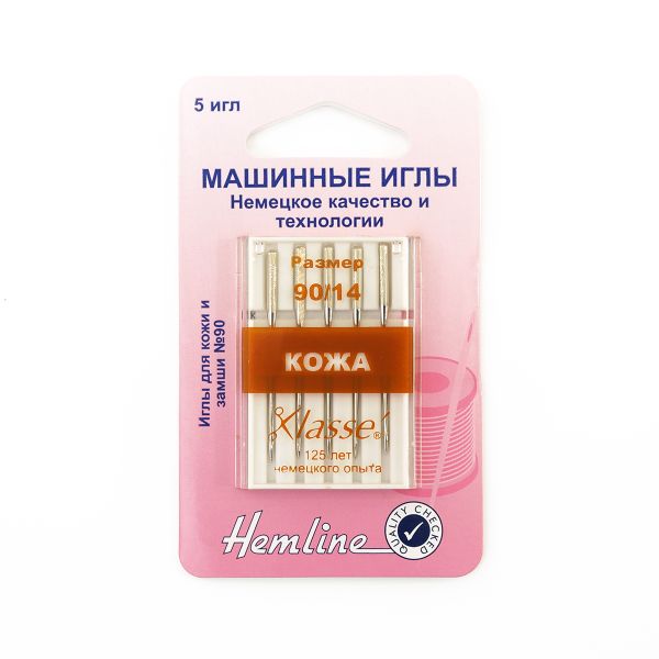 Иглы для швейных машин для кожи 130/705 H P, №90 | 5 блист., Hemline