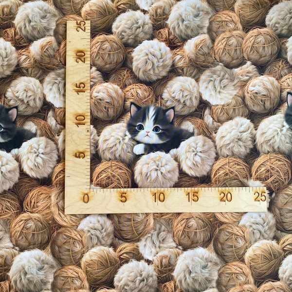 КОТИК В КЛУБОЧКАХ, отрез 45 см. 100% хлопок 3