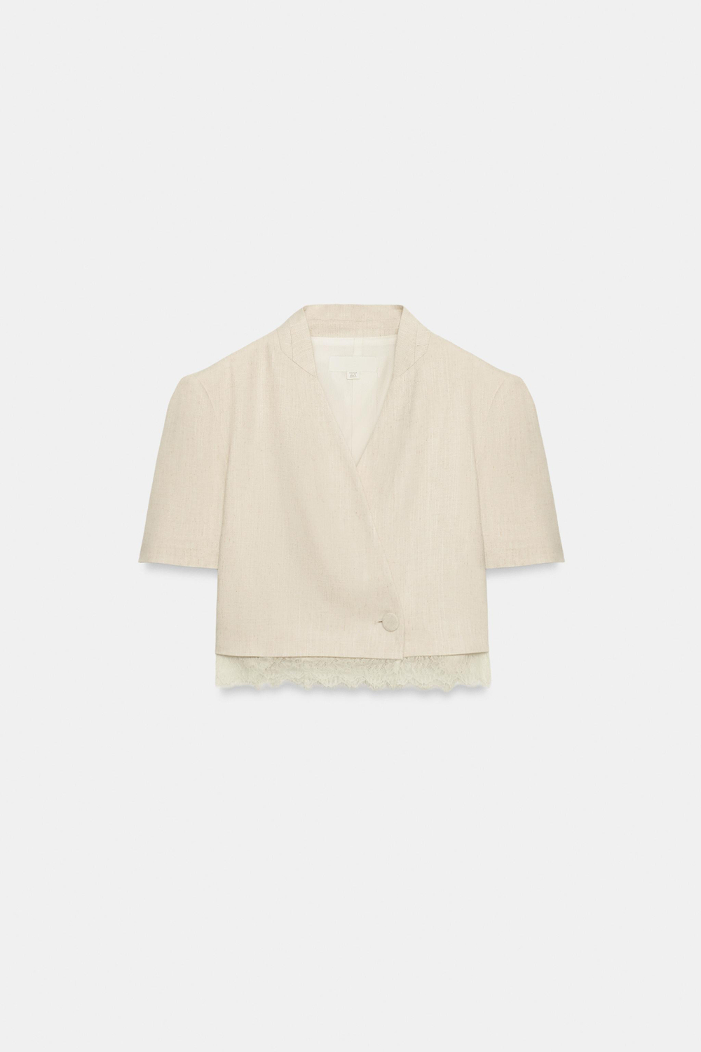 КОРОТКИЙ БЛЕЙЗЕР С КРУЖЕВНОЙ ОТДЕЛКОЙ — ZARA