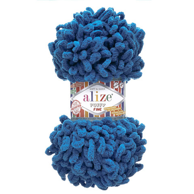 Пряжа Alize (Ализе) Puffy Fine / уп.5 мот. по 100 г, 14м, 637 морская волна A