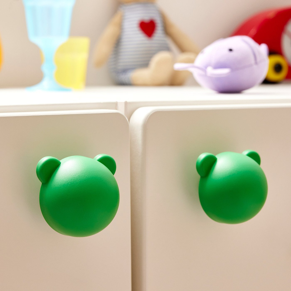 IKEA GREJSIMOJS  (ИКЕА ГРЕЙСИМОЙС)  -  Ручка-кнопка - зелёный/медведь 38 мм