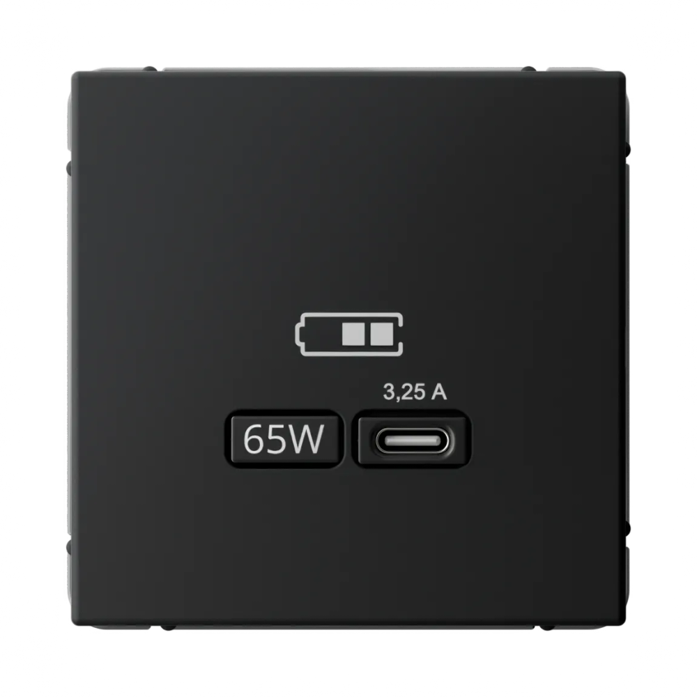 ARTGALLERY USB РОЗЕТКА тип-С 65Вт высокоскор.заряд. QC, PD, механизм, КАРБОН