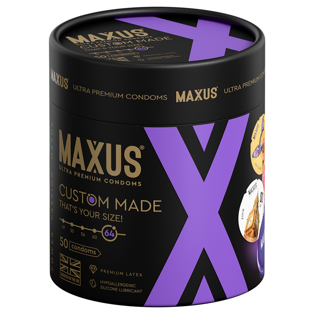 Премиальные увеличенные презервативы №50 в железном кейсе Maxus Custom Made 64 X-Edition 50шт