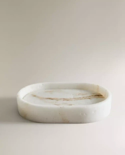 ZARA HOME МЫЛЬНИЦА ДЛЯ ВАННОЙ С МРАМОРНЫМ УЗОРОМ, ЭКРЮ