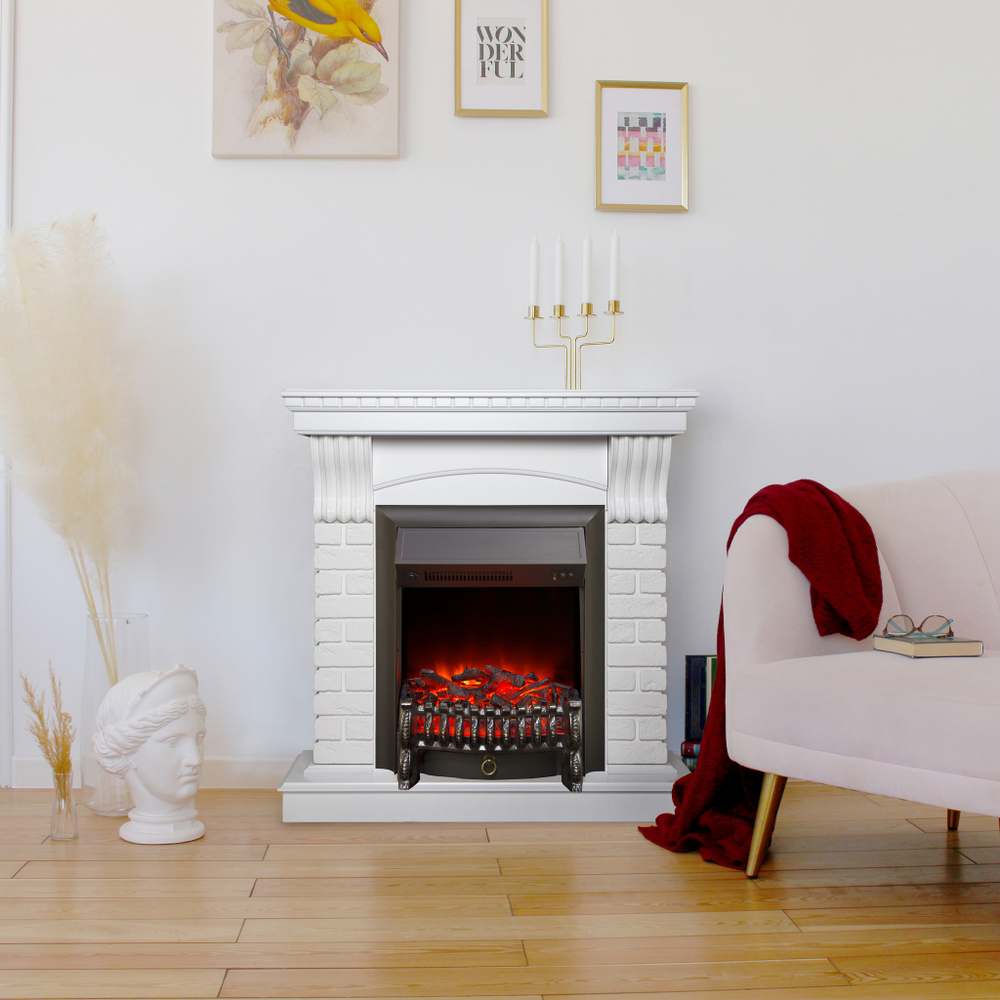 Каминокомплект Real Flame Jazz WT с очагом Fobos Lux Black (без пульта)