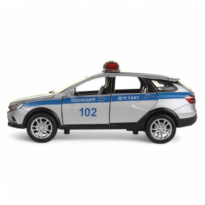 Модель ин. мет. "Lada Vesta SW Cross. Полиция" 17,5см, свет-звук, двери, коробка (Технопарк)