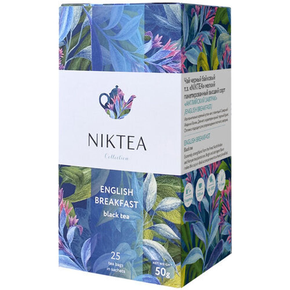 Чай NIKTEA "English Breakfast" черный, 25 пакетиков в конвертах по 2 г, TALTHA-DP0082