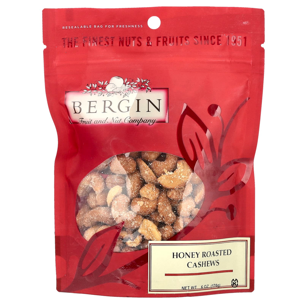 Bergin Fruit and Nut Company, кешью, обжаренные с медом, 170 г (6 унций)