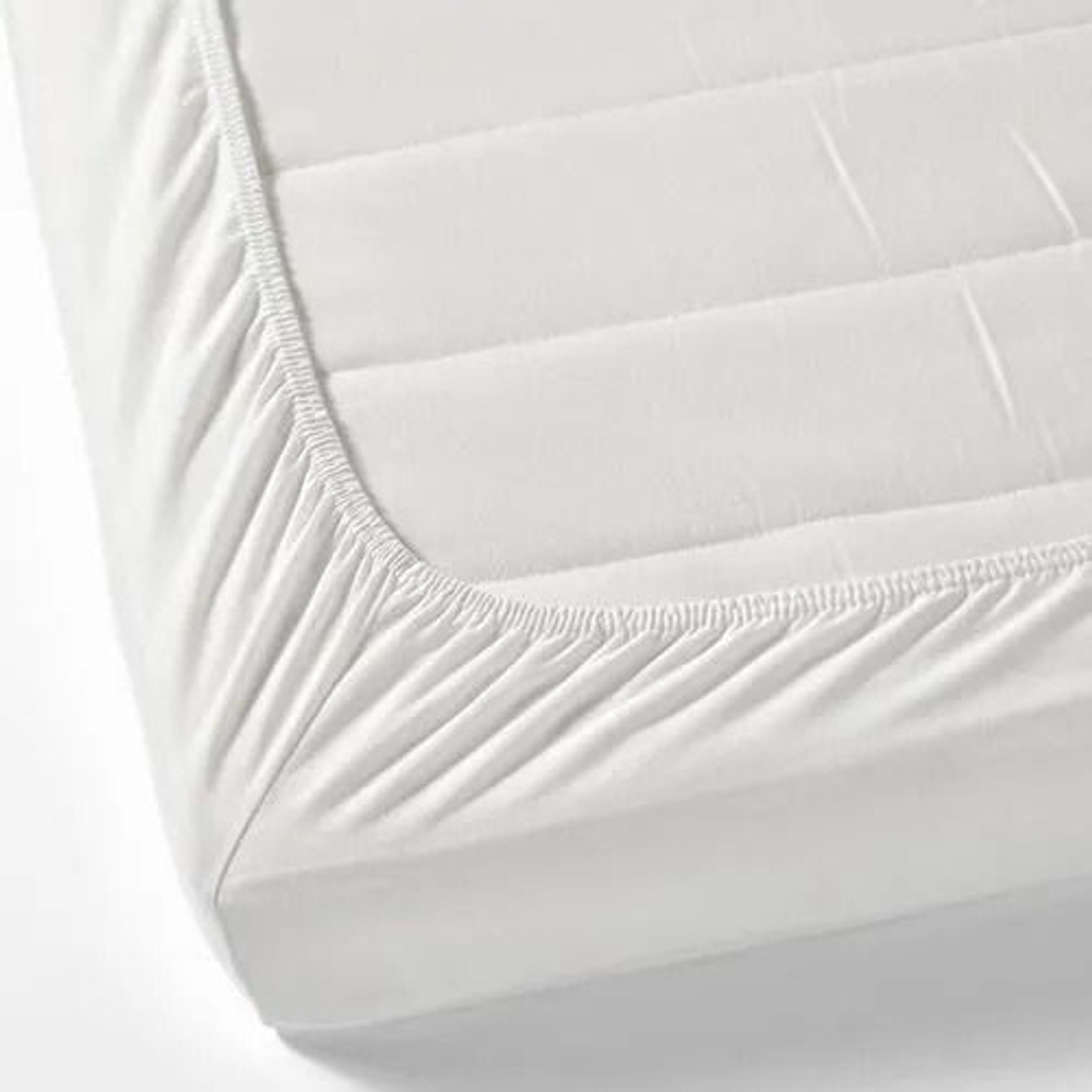 IKEA набор простыней на резинке LEN для детской кроватки, белая, 60x120 см, 2 шт. (Турция)