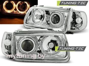 Передние фары VW Polo 3 6N angel eyes chrome