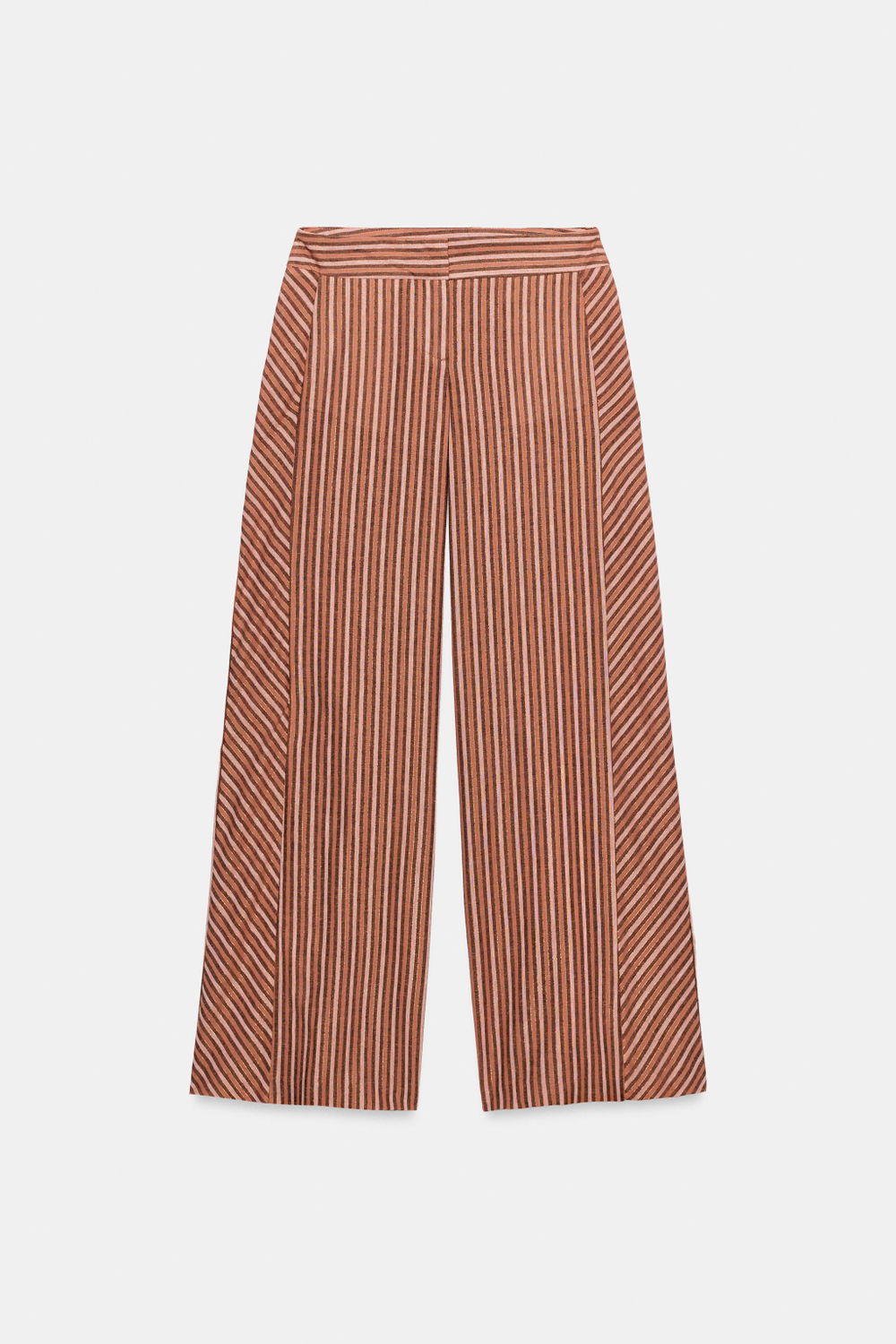 ШИРОКИЕ БРЮКИ В ПОЛОСКУ С МЕТАЛЛИЗИРОВАННОЙ НИТЬЮ — ZARA