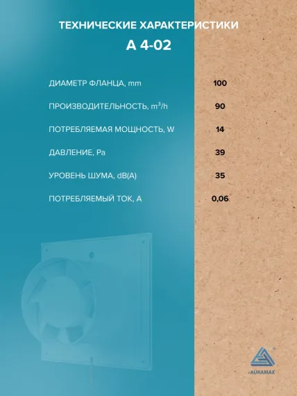 Вентилятор накладной A D100 тяг.выкл. AURAMAX