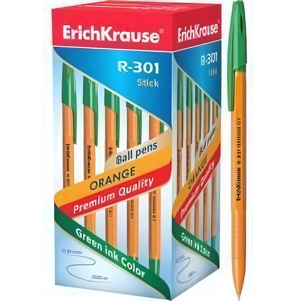 Ручка шариковая 0,7 мм, зеленая "Orange Stick R-301" (ErichKrause)