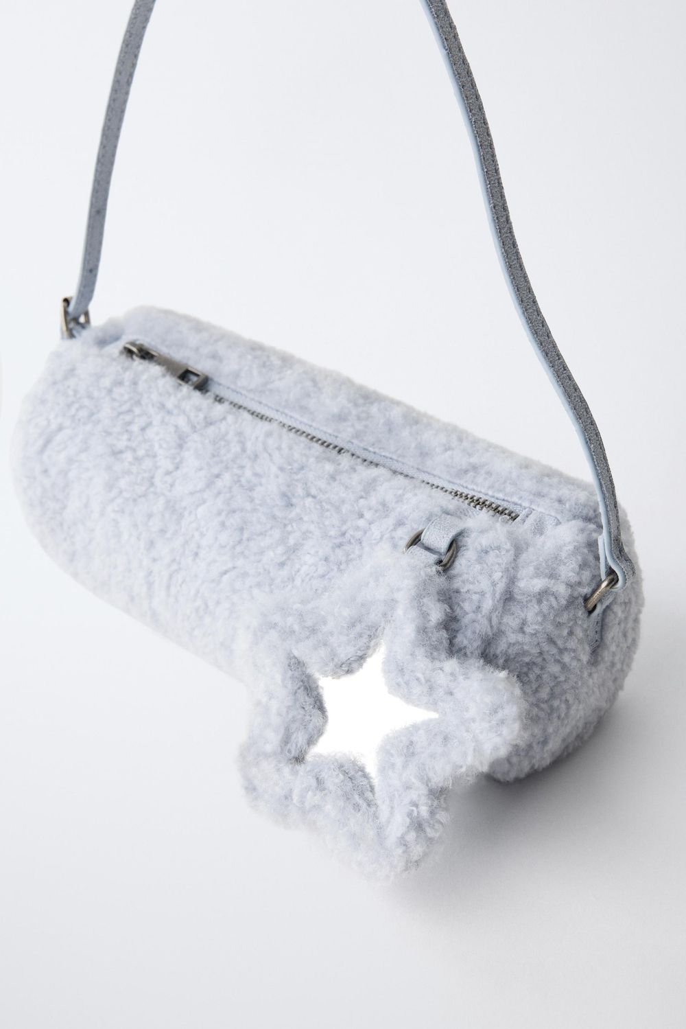 ZARA СУМКА С МЕХОВОЙ ОТДЕЛКОЙ И ЗВЕЗДОЙ, СИНИЙ