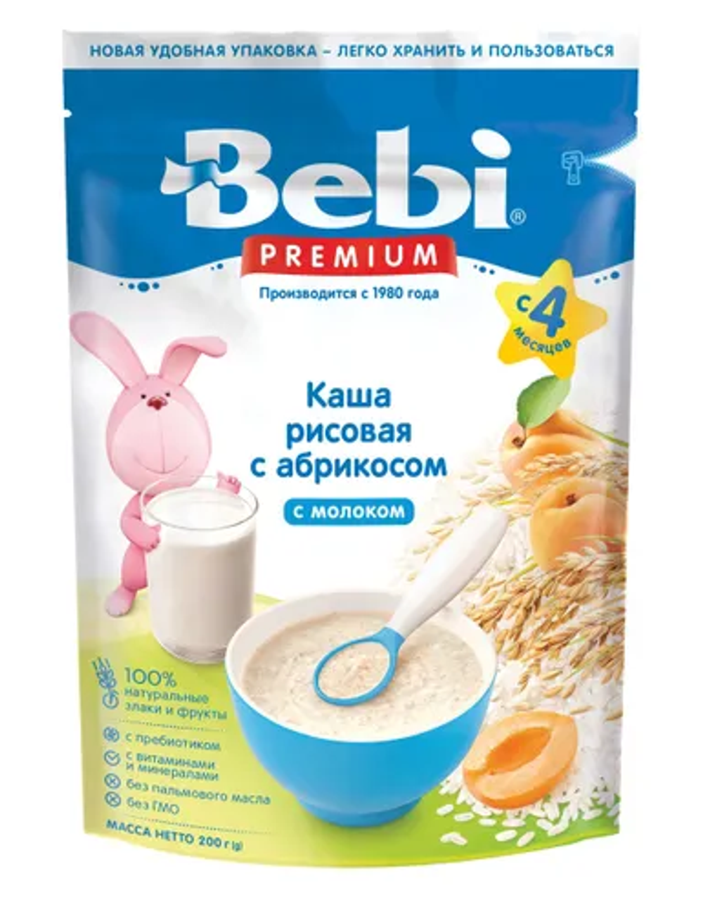 Каша молочная Bebi Premium 200 г Абрикос (с 4 мес.)