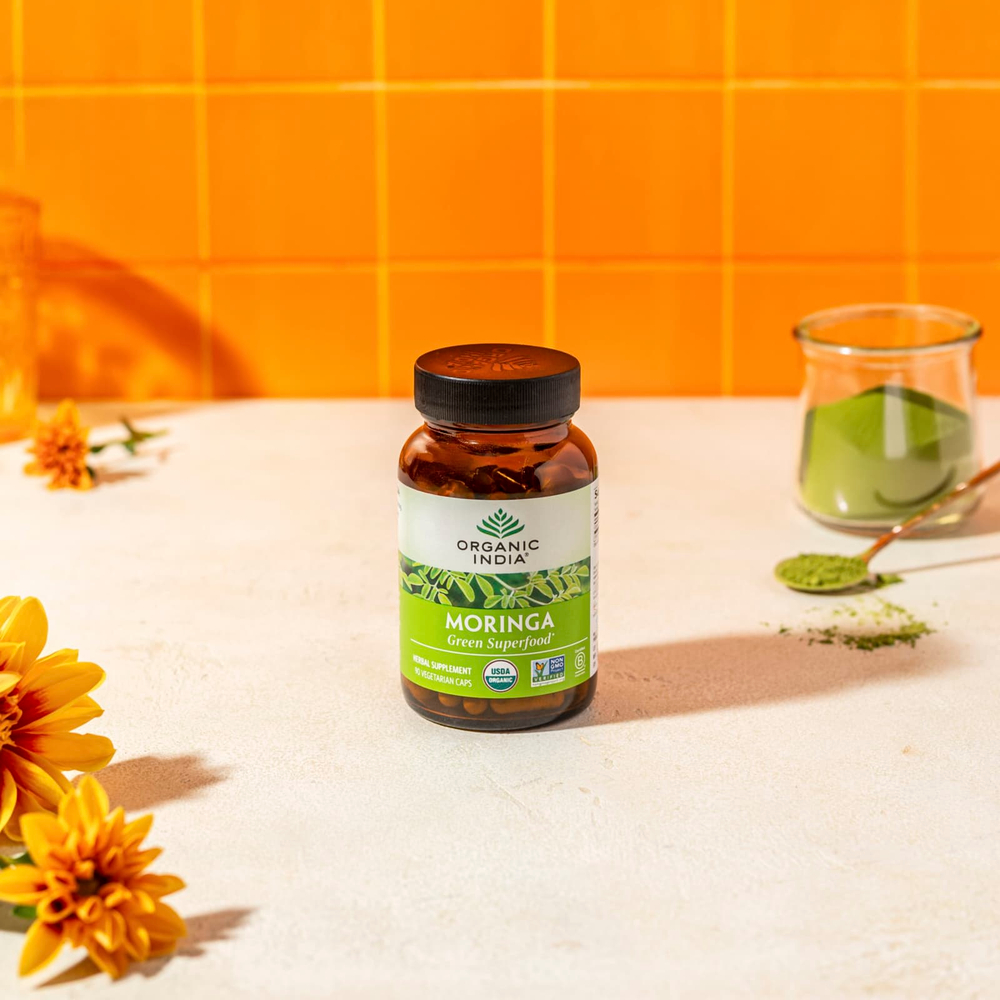 Organic India, моринга, 90 вегетарианских капсул (350 мг в 1 капсуле)