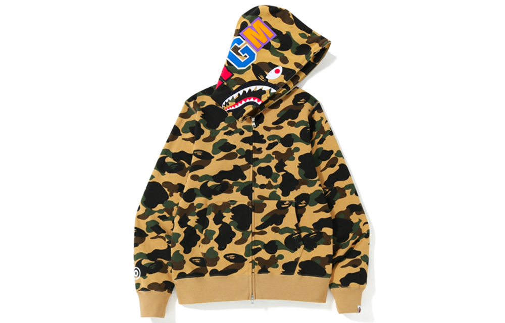 A Bathing Ape Medicom Toy1st Camo Shark Bear Full Zip Худи желтый