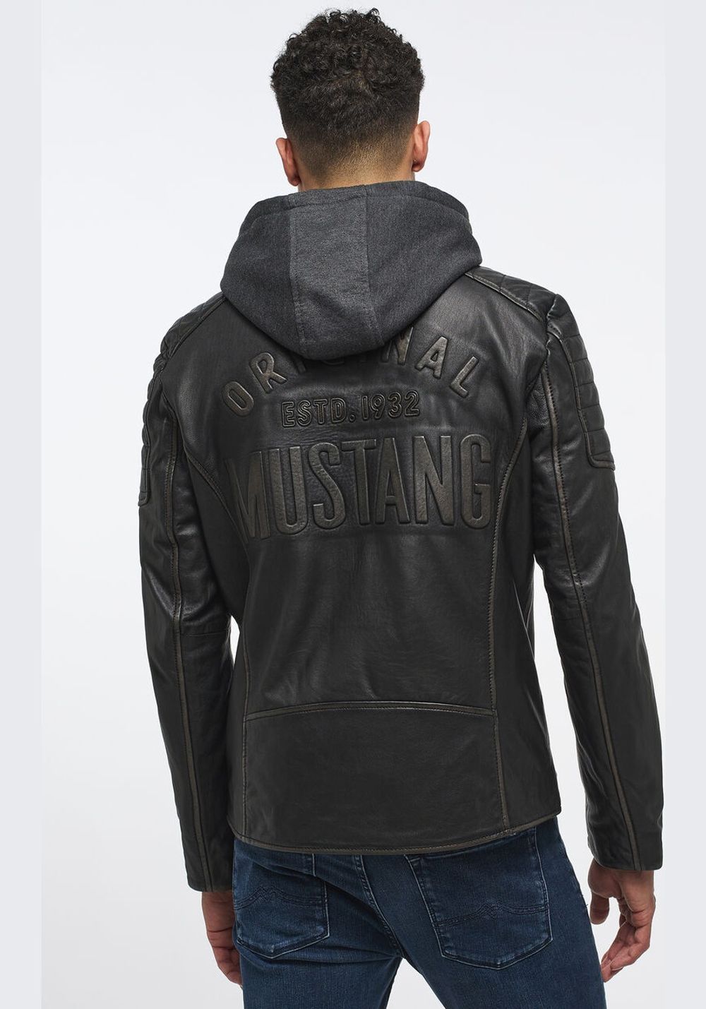 Куртка men's straight biker jacket with det. jersey hood MU-M23-77-1000