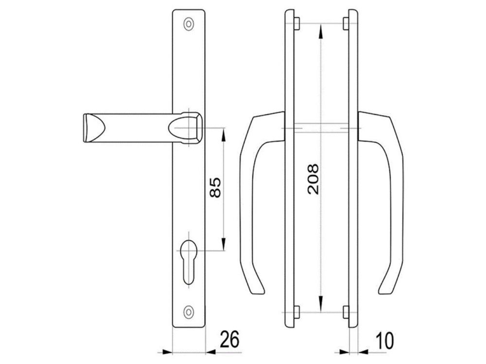 Ручка нажимной гарнитур подпружин. MRD0032/07 25/85мм (2 винта) белый