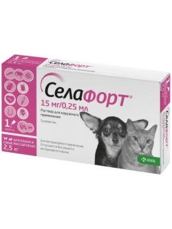 СЕЛАФОРТ 6% Капли для кошек и собак от паразитов