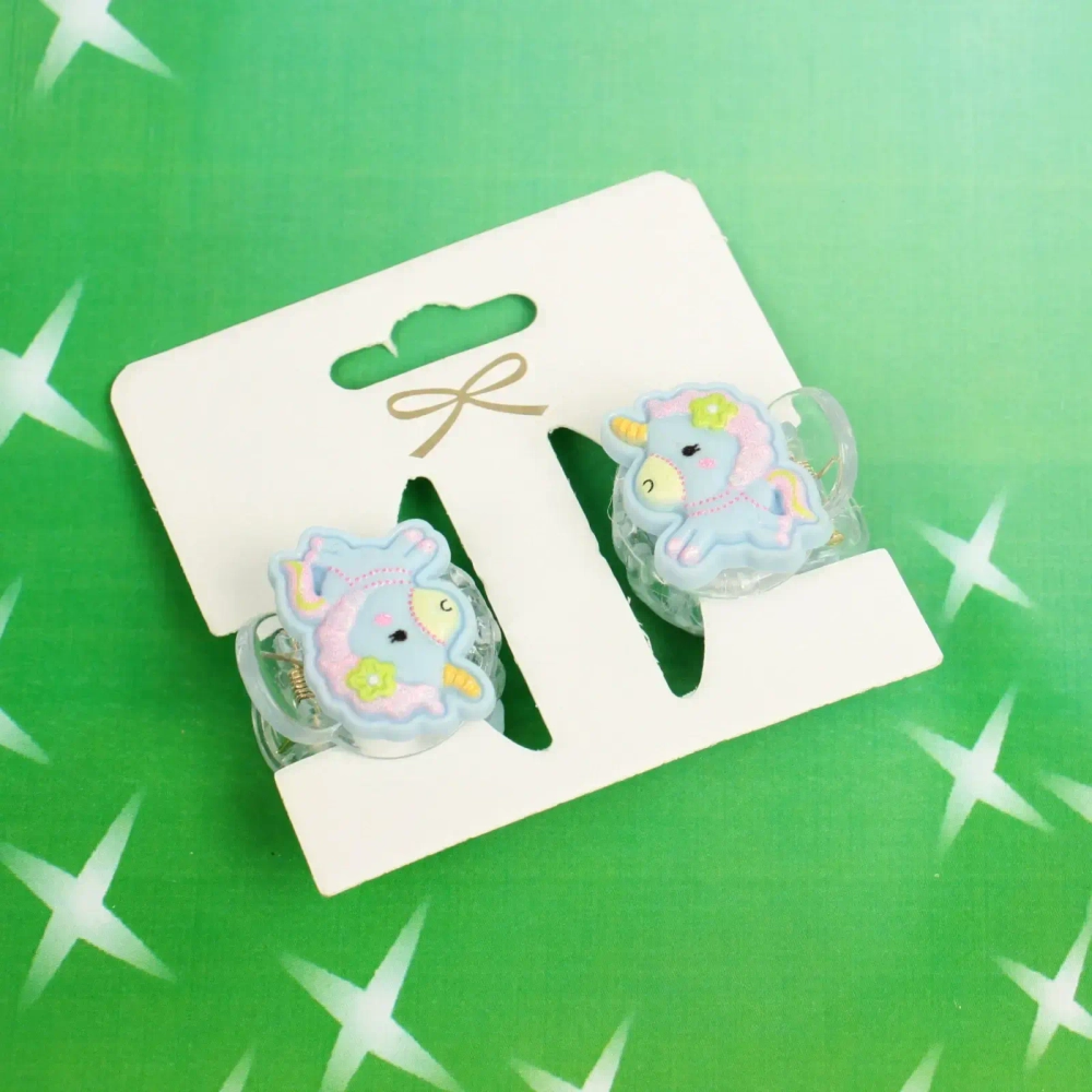 Заколки - крабы для волос детские 2шт на блистере «Little Lolly», единорожки, 2.2 см