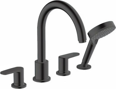 Смеситель на борт ванны Hansgrohe Vernis Blend на край ванны, на 4 отверстия матовый чёрный 71456670